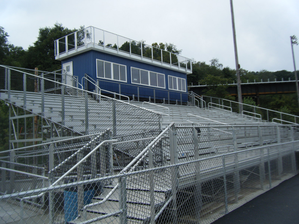 New home side angle frame bleacher and pressbox