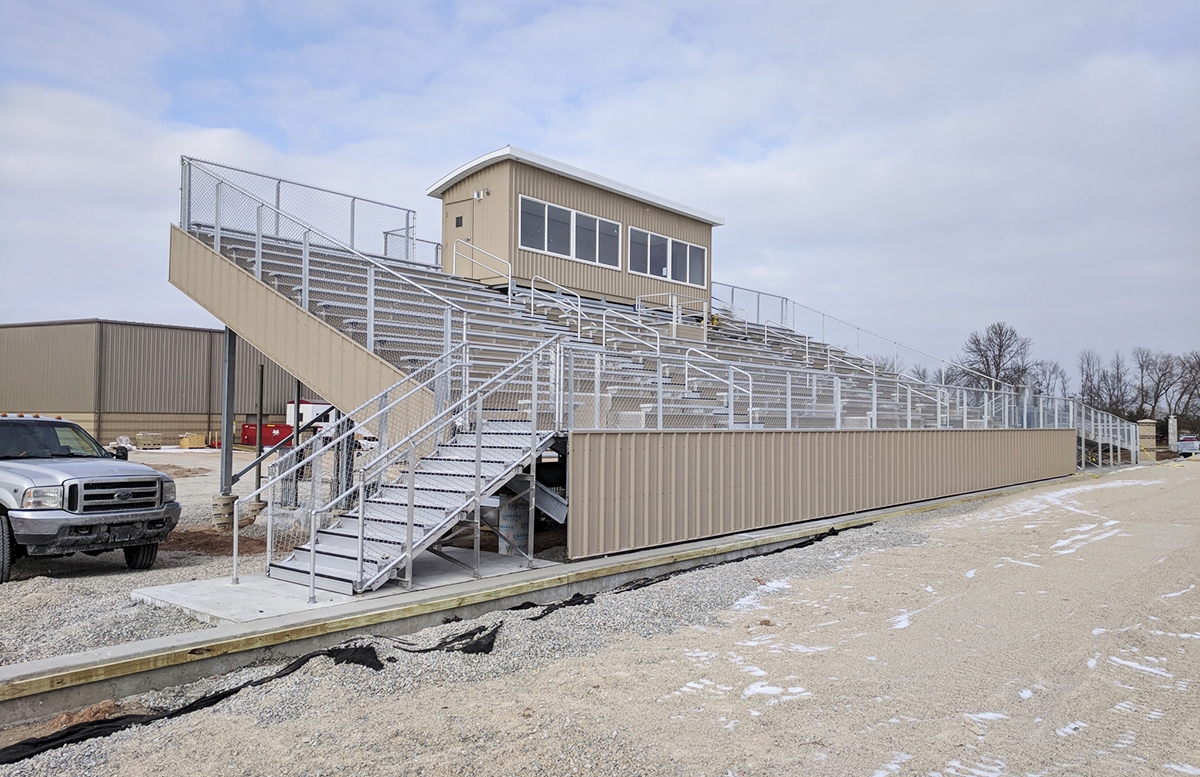 aluminum seating, soccer stadium