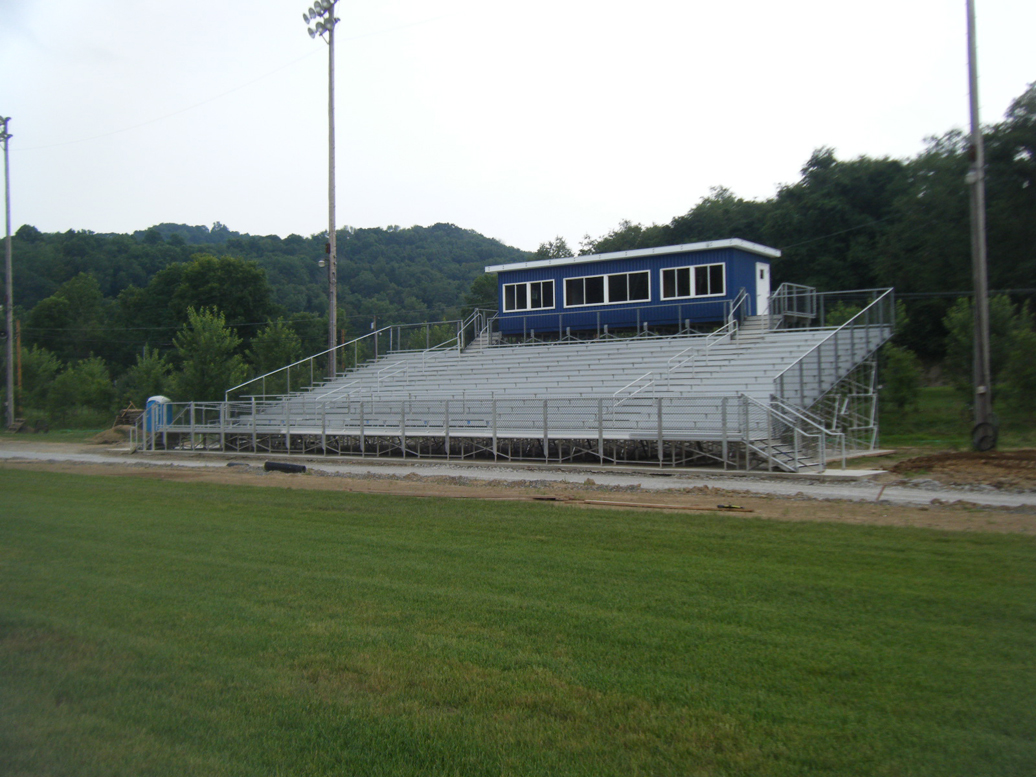 New home side angle frame bleacher and pressbox