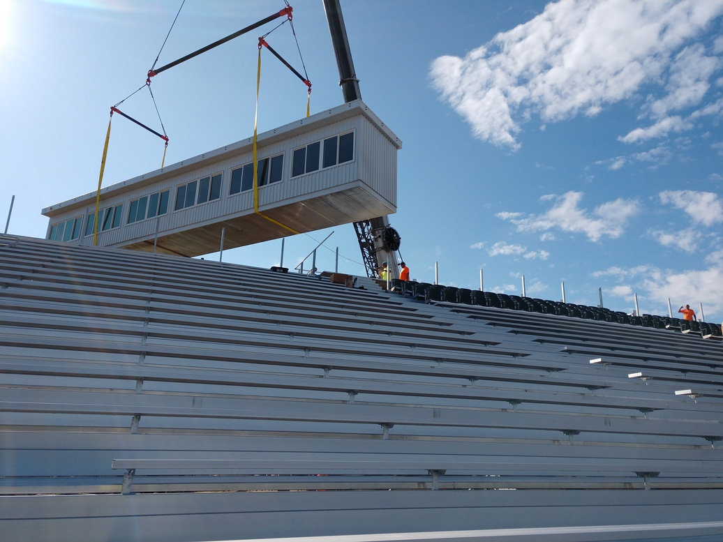 pressbox, football bleachers, high school football