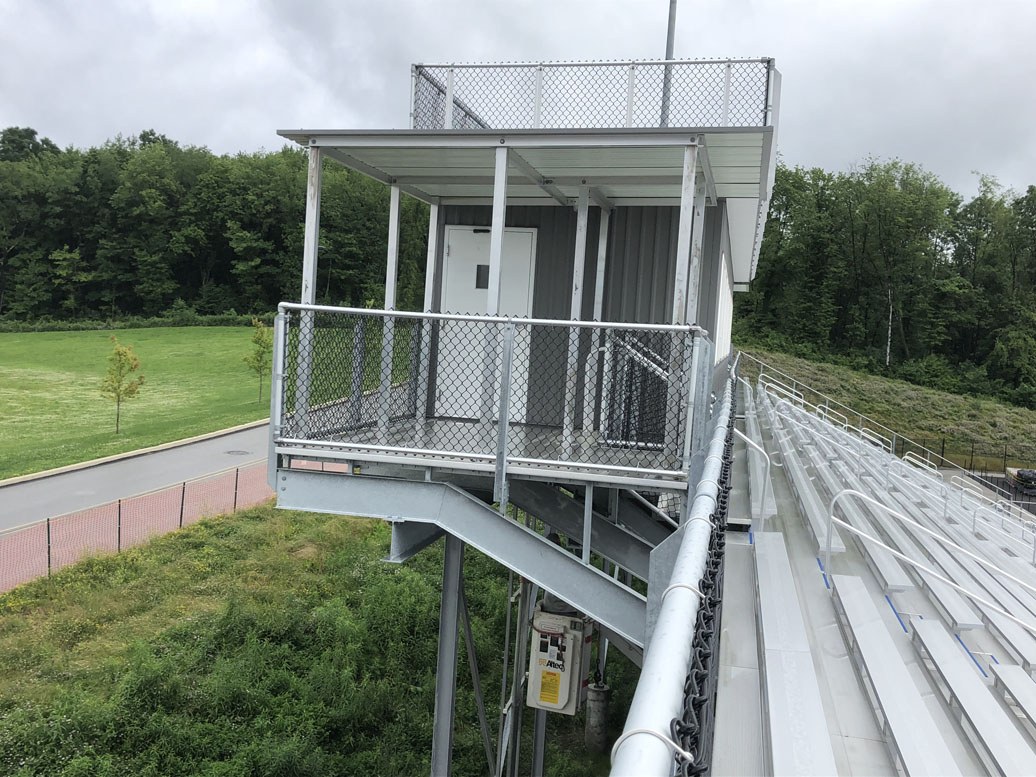 football press box, grandstands